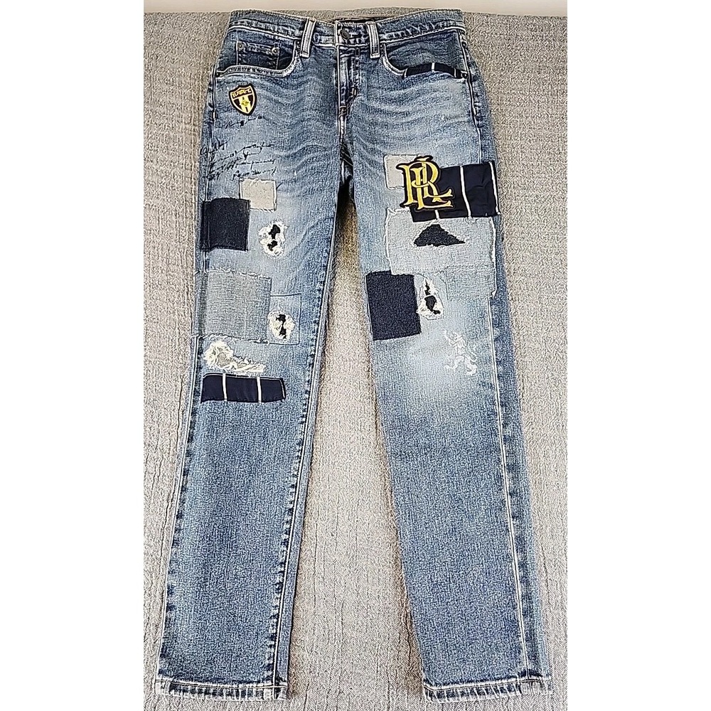 Ralph Lauren Blue Patchwork Ankle Jeans